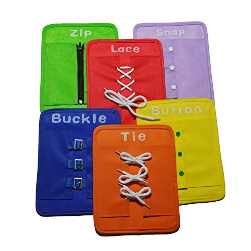 LISKTO Dress Learning Boards Preschool Early Educational to Basic Life Skills Dress Learning Boards Learn to Button,Buckle,Zip,Snap,Lace & Tie