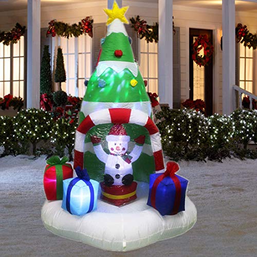 ANOTHERME 7 Feet Christmas Inflatable Tree with Rotating Snowmen and Twinkle Lights Decor, Outdoor Indoor Holiday Yard Decoration, Air Blown LED Lighted