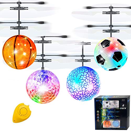 AMENON 4 Pack RC Flying Ball Toy Infrared Induction RC Helicopter Toy for Kids Boys Girls Rechargeable Light Up UFO Ball Drone with Remote Controller RC Drone Toy Christmas Game for Kids