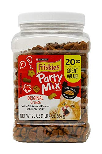 Purina Friskies Made in USA Facilities Cat Treats, Party Mix Original Crunch - 20 oz. Canister