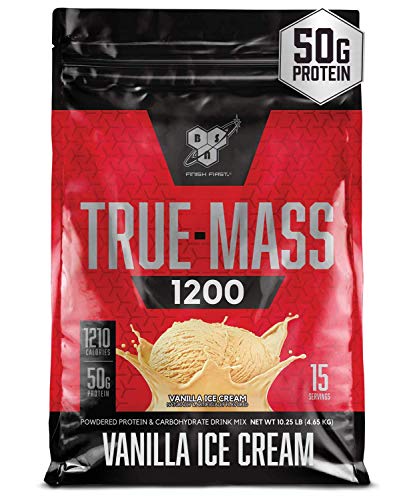 BSN TRUE-MASS Weight Gainer, Muscle Mass Gainer Protein Powder, Vanilla Ice Cream, 10.25 Pound