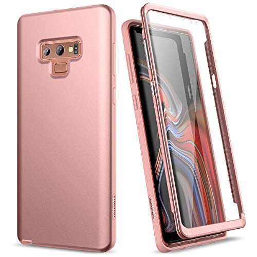 SURITCH Case for Samsung Galaxy Note 9,Built in Screen ProtectorSupport Wireless Charging Soft TPU Back Cover+PC Bumper Full Body Protective Case Shockproof for Note 9 Case 6.4'(Rose Gold)
