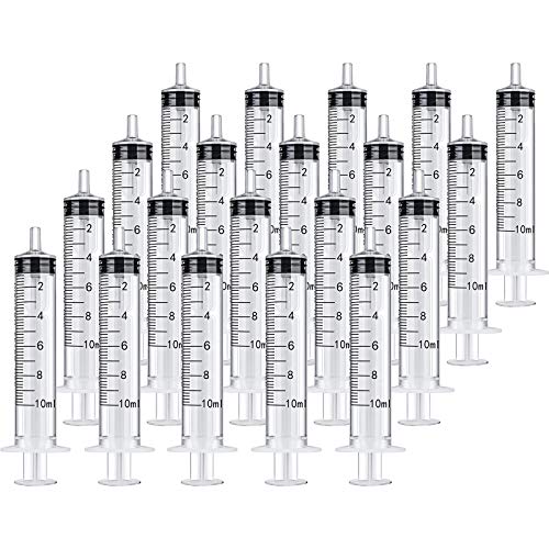 20 Packs Plastic Syringe with Measurement, Suitable for Measuring, Watering, Refilling (10 ml)