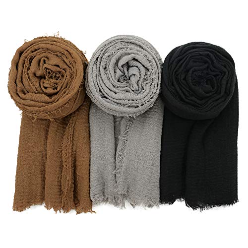 Womens Fashion Scarf Lightweight Head Wrap Soft Head Scarf Long Shawl Scarfs for All Season (One Size, C Yellow/Grey/Black)