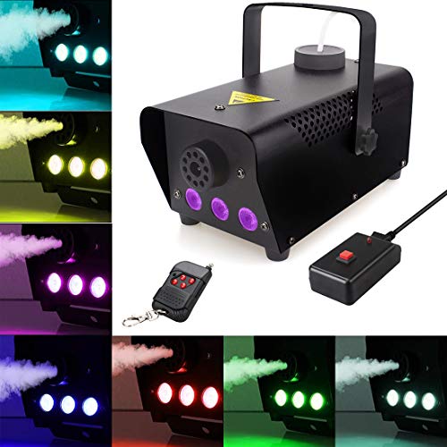 Fog Machine with lights, Multi-mode 7 Color LED 400-Watt Portable Fog Machine with Wireless Remote Control, Smoke Machines for Parties Halloween Wedding Christmas Dance DJ