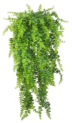 Artificial Plants Vines Ferns Persian Rattan Fake Hanging Plant Faux Hanging Boston Fern Flowers Vine Outdoor UV Resistant Plastic Plants for Wall Indoor Hanging Baskets Wedding Garland Decor-2 pcs