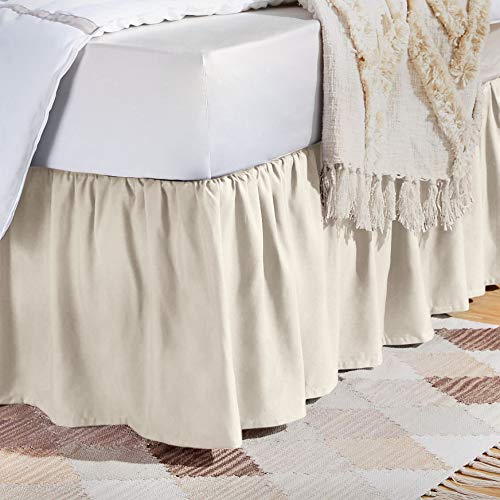 AmazonBasics Ruffled Bed Skirt - Twin, Off White