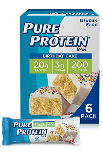 Pure Protein Bars, High Protein, Nutritious Snacks to Support Energy, Low Sugar, Gluten Free, Birthday Cake, 1.76 Ounce (Pack of 6)