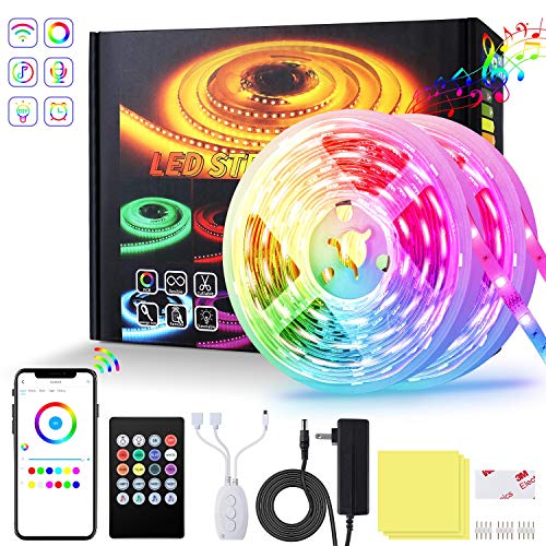 Led Strip Lights for Bedroom 32.8ft RGB LED Lights SMD 16 Million Colors LED Strip Lights, Music sync Color Changing LED Lights Smart WIFI works with Alexa for Kitchen Bedroom Party Home Decor Holiday