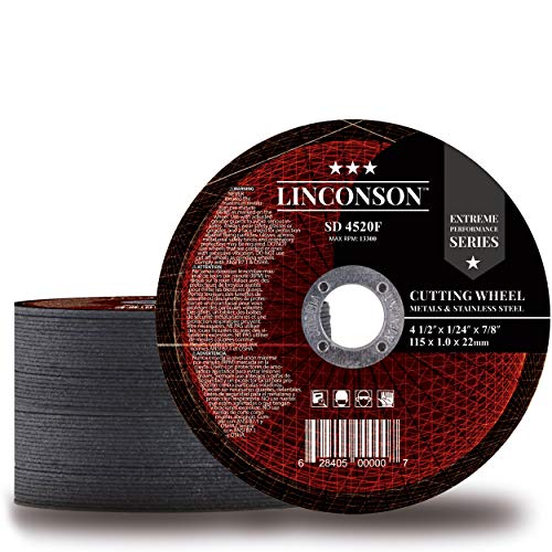 LINCONSON 50 PACK 4.5 Inch Cut Off Wheel for Metal & Stainless Steel Used On Angle Grinder 4.5”x1/24”x7/8' Flat Disc (SD 4520F)