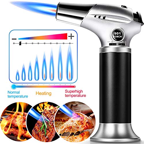 Culinary Butane Torch, ARCBLD Kitchen Refillable Butane Blow Torch with Safety Lock and Adjustable Flame for Crafts Cooking BBQ Baking Brulee Creme Desserts DIY Soldering(Butane Gas Not Included)
