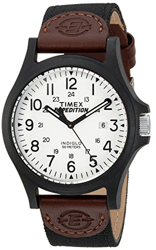 Timex Men's TW4B08200 Expedition Acadia Black/Brown/White Leather/Nylon Strap Watch