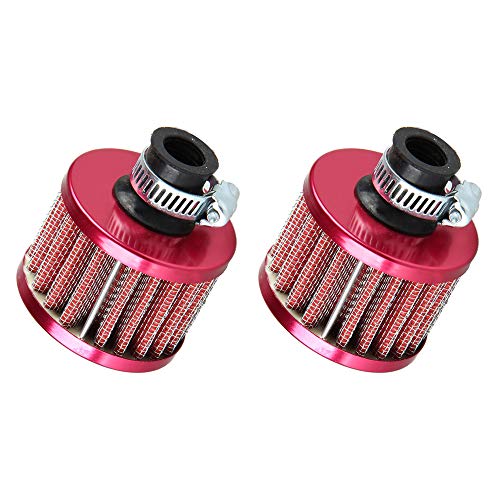 ESUPPORT 2 X 12mm Mini Red Universal Car Motor Cone Cold Clean Air Intake Filter Turbo Vent Breather