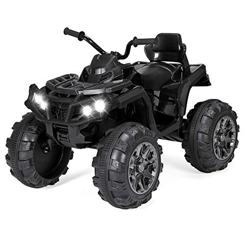 Best Choice Products 12V Kids Electric 4-Wheeler ATV Quad Ride On Car Toy w/ 3.7mph Max Speed, Treaded Tires, LED Headlights, AUX Jack, Radio - Black