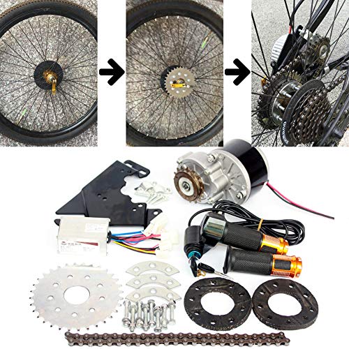 L-faster 250W Electric Conversion Kit for Common Bike Left Chain Drive Customized for Electric Geared Bicycle Derailleur（Twist Kit）