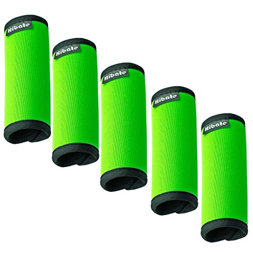 Hibate Comfort Neoprene Luggage Handle Wraps Grip - Fluorescent Green, Pack of 5