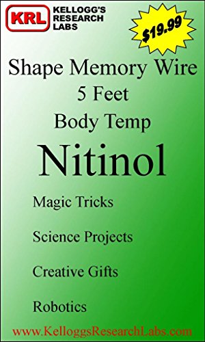 Kellogg's Research Labs, Body Temp 95°F (35°C), 0.020' (0.5mm) Shape Memory Nitinol Wire, 5 feet