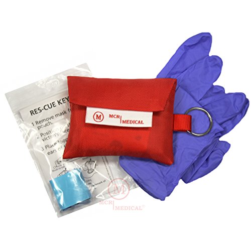 CPR Mask Keychain with Nitrile Gloves (Pack of 50), MCR Medical