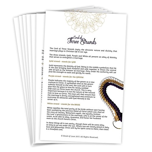 Braid of Love A Cord of Three Strands Wedding Explanation Cards for The Perfect Wedding Ceremony, 25 Piece