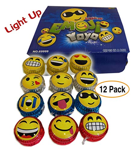 12 pack – Emoji | Emoticon Light-Up YOYOs, variety of faces and impressions, Ultimate idea for Party Favors / Birthday Giveaways