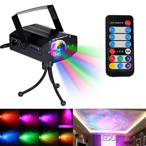 LEDUR Water Ripples lights Projector, Sound Activated Party Lights LED Stage Lights Strobe Light Disco DJ Clubs Bar Party Lights 7 Colors with Remote Control (Full color- 3)