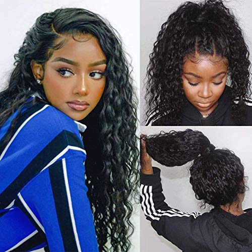 ULOVE HAIR Water Wave Human Hair Lace Front Wigs 9A 100% Brazilian Human Hair wet and wavy 13x4 Lace Front Deep Curly Wig with Baby Hair(12 inch)