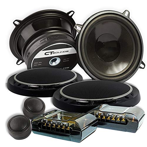 CT SOUNDS 5.25 Inch Car Audio Component Speakers Set - 2-Way Full Range, 0.75' Voice Coil, 19mm Silk-Dome Tweeter, 240W Peak Power, Rubber Surround Cone with Protection Grills - Strato 2-Way 6.5 Inch