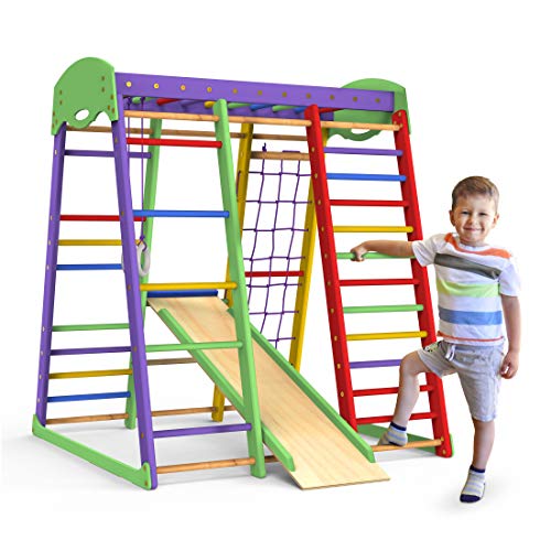 Indoor Playground Toddler Climber Slide – Kids Jungle Gym Playset – Activity Toddler Climber Structure – Play Gym Swedish Ladder - Climbing Play Structure Set – Adventure Dome Slide set – Akvarelka