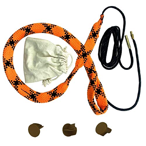 YOURBORE Gun bore Cleaning Snake Rope kit Circular Run .50cal. 28G,3 Muzzle Covers Cotton Storage Bag