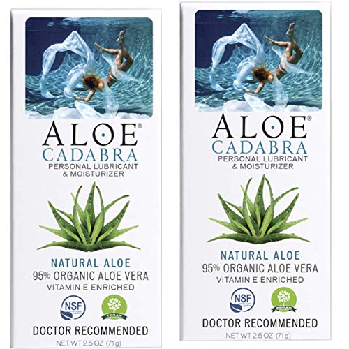 Aloe Cadabra Natural Personal Lube, Organic Best Lubricant Oral Gel for Her, Him & Couples, Unscented, 2.5 oz (Pack of 2)