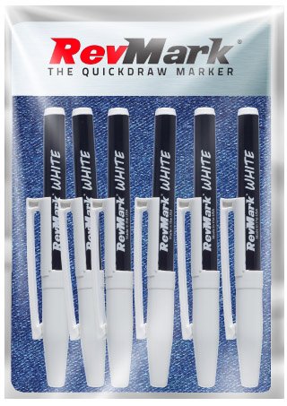 RevMark Bright Series Industrial Marker - 6 Pack - Made in USA - Replaces paint marker for metal, pipe, pvc - WHITE