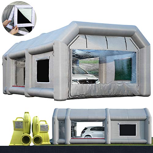 Spray Booth, Inflatable Paint Booth 8x4.5x3m/26x15x10Ft Sewinfla Portable Car Paint Booth Tent with Blowers Upgrade More Durable with Air Filtration System Environment Friendly