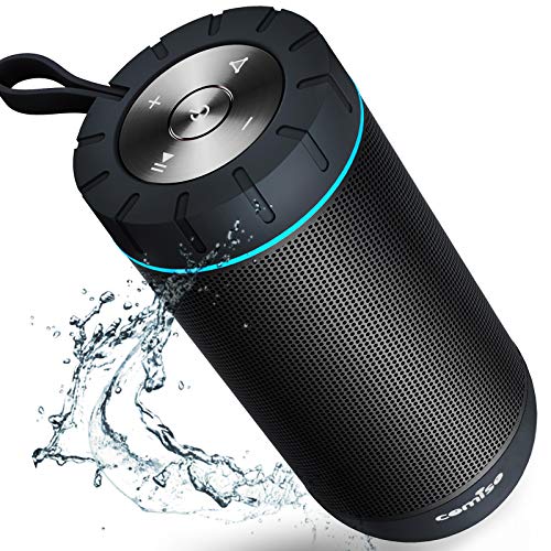 COMISO Bluetooth Speaker Waterproof IPX7 (Upgrade), 25W Wireless Portable Speaker 5.0 with Loud Stereo Sound, 360 Surround Sound, 24 Hours Playtime, 100ft Bluetooth Range Outdoor Speaker (Black)