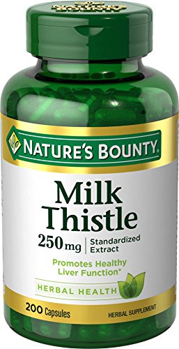 Nature's Bounty Milk Thistle Pills and Herbal Health Supplement, Supports Liver Health, 250mg, 200 Capsules