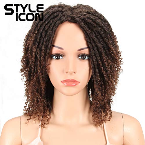 Style Icon 6' Short Dreadlock Wig Twist Wigs for Black Women Short Curly Synthetic Wigs (6', T1B/30)