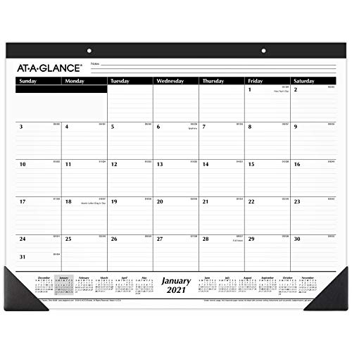 2021 Desk Calendar by AT-A-GLANCE, Monthly Desk Pad, 21-3/4' x 17', Standard, Ruled Blocks (SK240021)