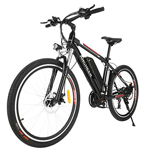 ANCHEER 2019 Pro Electric Mountain Bike, 26'' Electric Bicycle with Removable 12.5AH Lithium-Ion Battery for Adults, 500W Hub Motor and 21 Speed Shifter