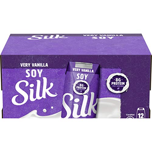 Silk Shelf-Stable Soymilk Singles, Very Vanilla, Dairy-Free, Vegan, Non-GMO Project Verified, 8 oz. (Pack of 12)