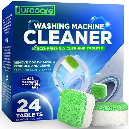 Duracare Washing Machine Cleaner | Heavy-Duty Deep Clean and Deodorize | 24 Tablets - 1 Year Supply | Best for HE, Frontload, and Topload Washers