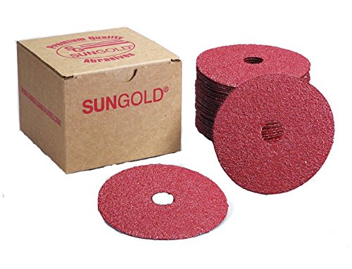 Sungold Abrasives 16901 24 Grit Aluminum Oxide Fiber Disc with 4-1/2' x 7/8' Centerhole (Pack of 25)