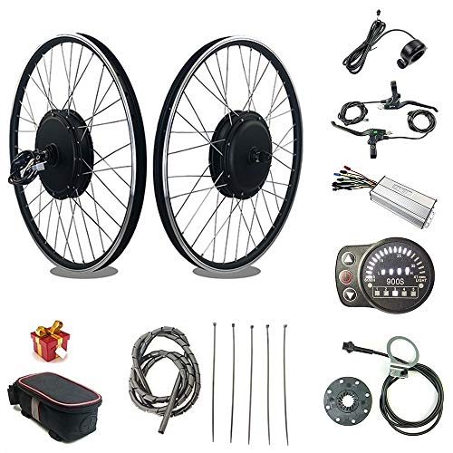 RICETOO 48V 1000W 20'/24'/26'/27.5'/28'/700C Front Wheel Electric Bicycle Conversion Motor Kit with Brushless Gear Hub Motor with KT-LED900S Display. (48V 27.5 inch)