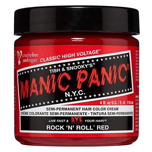 Manic Panic Rock N Roll Hair Dye – Classic High Voltage - Semi Permanent Hair Color - Warm, Vibrant Red Shade - Vegan, PPD & Ammonia Free - For Coloring Hair on Men & Women