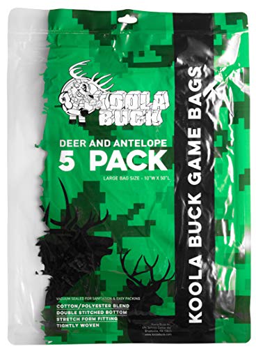 Koola Buck 5-Pack Reusable Hunting Game/Meat Bags - 5-Pack 50' Large Quarter Bags - Wild Game: Deer, Elk, Moose, Carabou, Antelope & Hogs