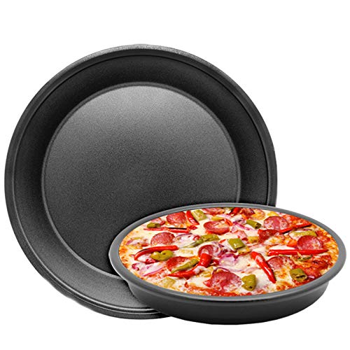 Pizza Pans, Non-Stick Pizza Baking Mold Bakeware Bread Cake Baking Pan Pizza Plate, Pizza Rack Trays, Black 8, 10, 12 inches (12 inches)