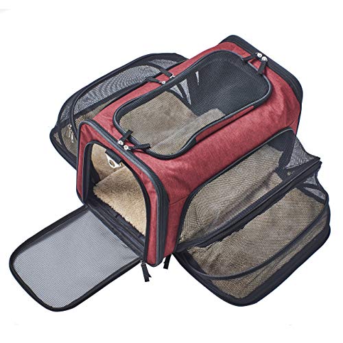 Cat Carrier and Small Dog Carrier by Pet Peppy- Expandable Sides Creates Twice The Space for Pets - Perfect Cat Travel Bag | Dog Travel Bag - Airline Approved Pet Carrier!