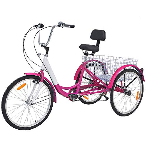 DoCred Adult Tricycles 7 Speed, Adult Trikes 20/24/26 inch 3 Wheel Bikes, Three-Wheeled Cruise Trike with Large Basket for Recreation, Shopping, Picnics Exercise Men's Women's Bike