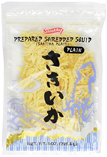 Shirakiku Prepared Shredded Squid Dried Squid Plain Flavor, 8 Ounce