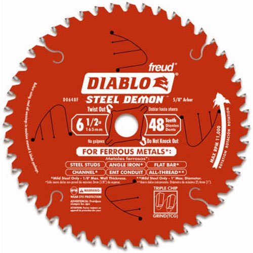 Freud Diablo D0648F 6-1/2' x 48-Tooth Steel Demon TCG Ferrous Cutting Circular Saw Blade 5/8' Arbor