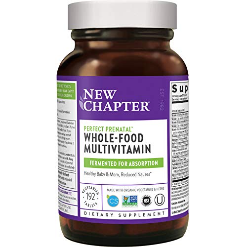 New Chapter Perfect Prenatal Vitamins,192ct, Organic Prenatal Vitamins, Non-GMO Ingredients for Healthy Baby & Mom - Folate (Methylfolate), Iron, Vitamin D3, Fermented with Whole Foods and Probiotics