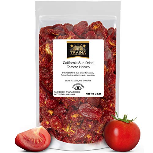 Traina Home Grown California Sun Dried Tomato Halves - Non GMO, Gluten Free, Kosher Certified, Packed in Resealable Bag (2 lbs)